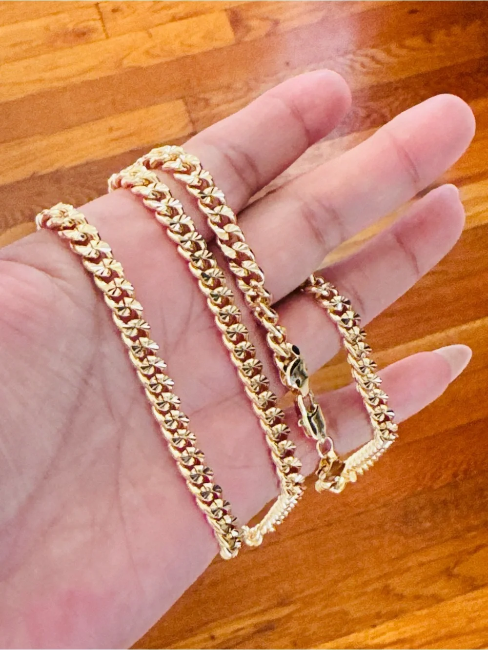14K Gold Plated statement accent 24” length Cuban link chain necklace.